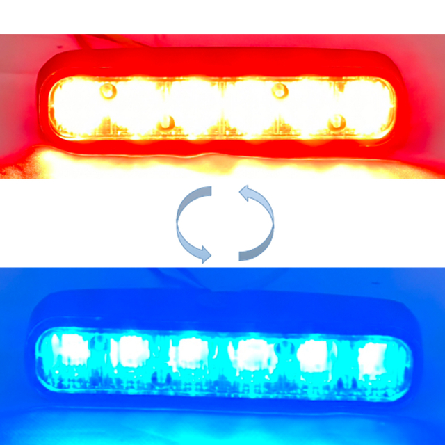 Dual color High Intensity 3 Watt K6 LED Strobe Light New Design Waterproof Vehicle Grille Motorcycle Warning Car Light Accessory