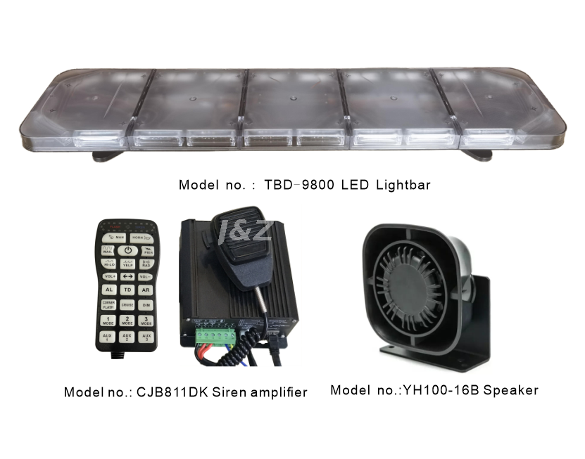 TBD-9800 LED Lightbar + CJB811DK Siren amplifier + YH100-16B Speaker