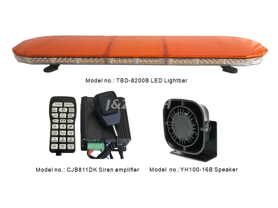TBD-8200B LED lightbar + CJB811DK Siren 100W + YH100-16B Speaker