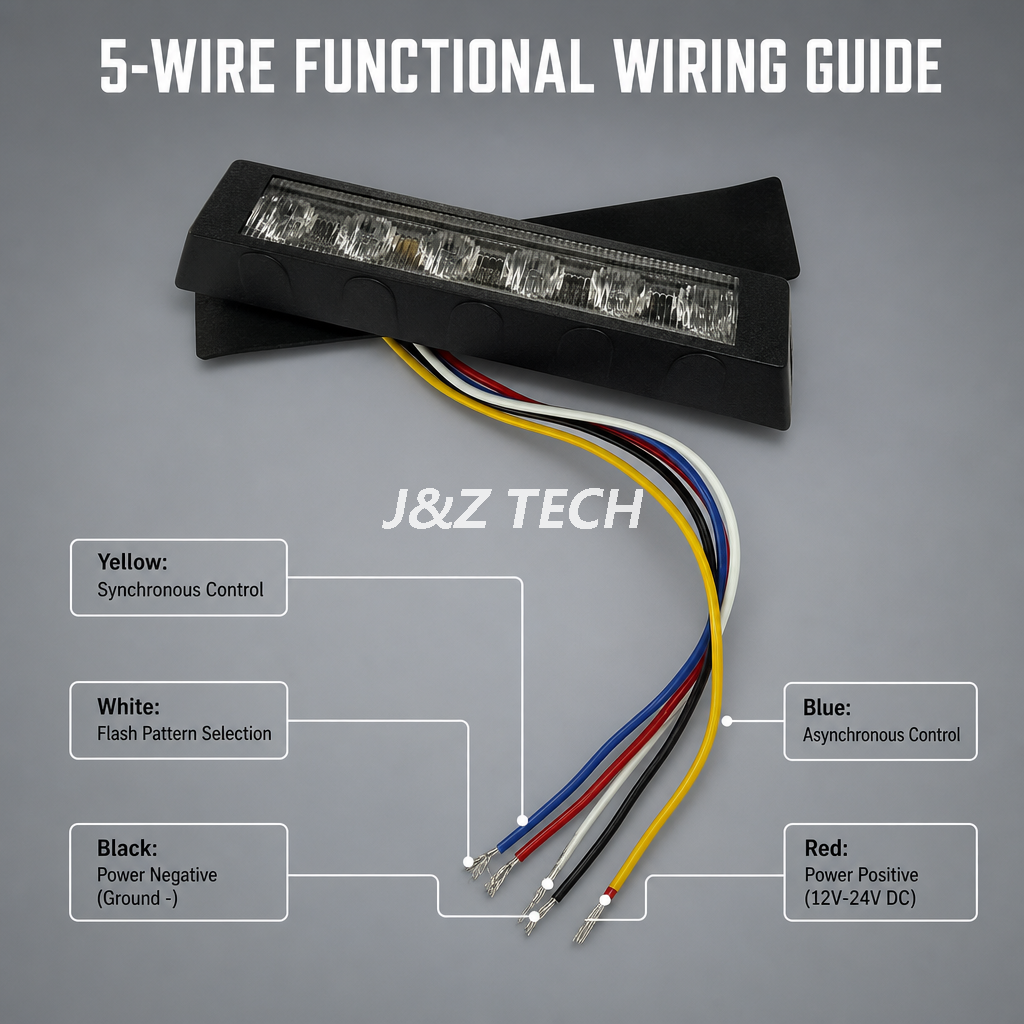 J&Z TECH 12V-24V Surface Mount 6-LED Warning Grille Strobe Light