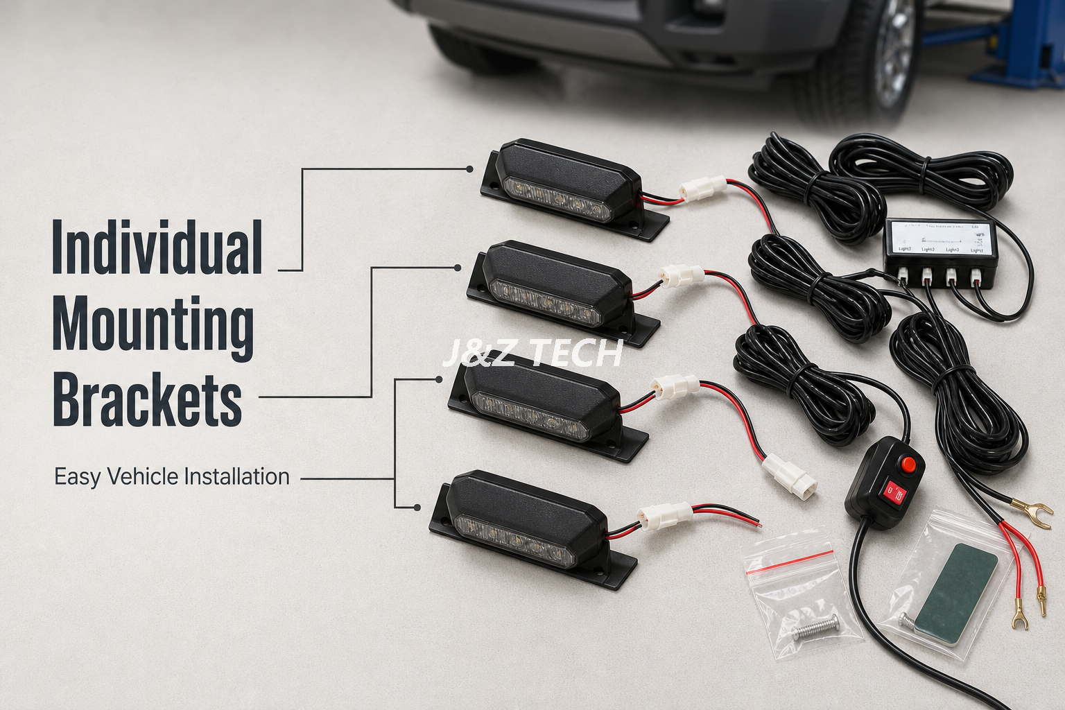 12–24V Vehicle Warning Light Kit with Individual Mounting Brackets