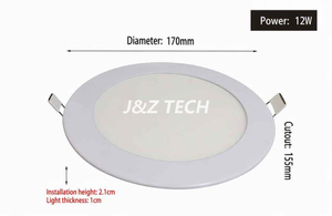 LED Ultra‑thin Round Recessed Panel Light 12W