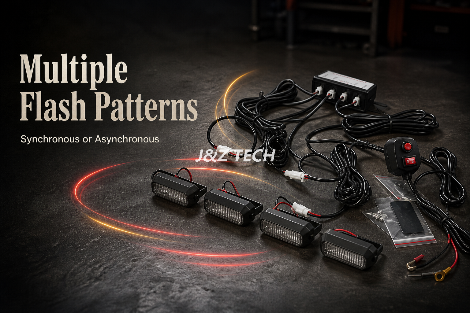 12–24V Vehicle Warning Light Kit with Individual Mounting Brackets