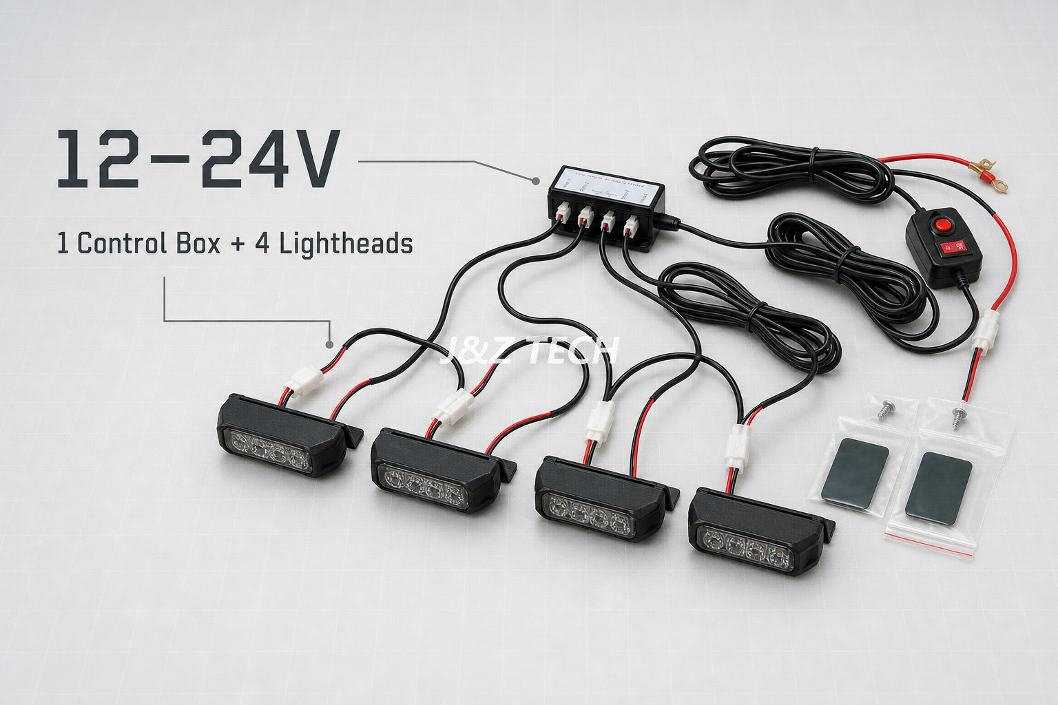 12–24V Vehicle Warning Light Kit with Individual Mounting Brackets